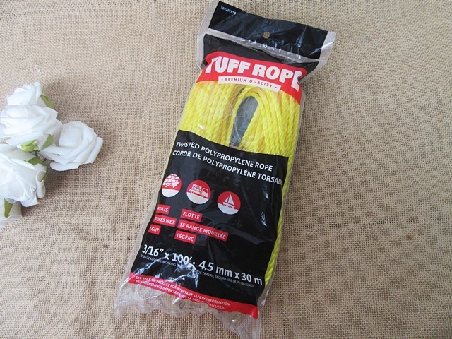1Pc Yellow Twisted Polypropylene Rope Garden Home Use 1Pc Yellow Twisted Polypropylene Rope Garden Home Use