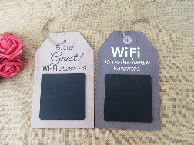 2Pcs Hanging WIFI Password Black Board Plaque Internet Pub Hotel - Click Image to Close