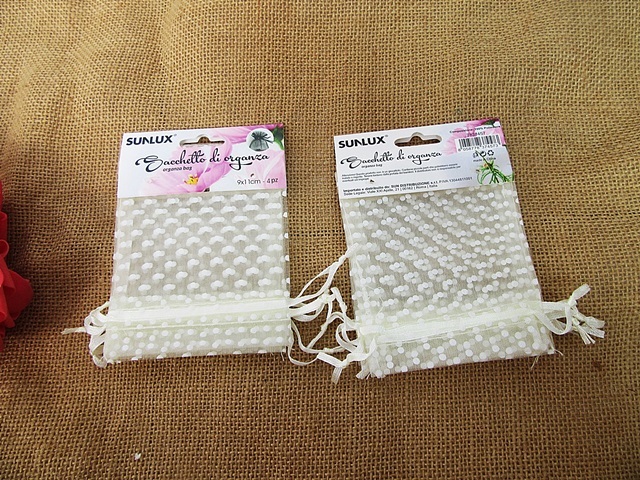 12Sheets x 4Pcs Organza Drawstring Gift Jewellery Pouch 9x11cm