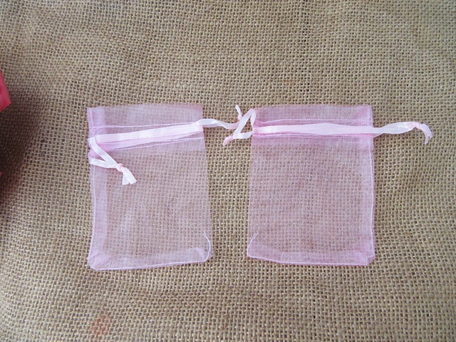 100 Pink Drawstring Jewelry Gift Pouches 9x7cm - Click Image to Close