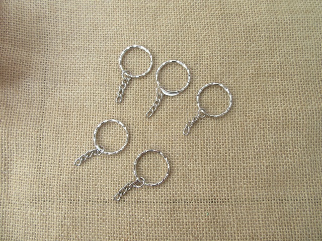 200Pcs Nickel Plated Split Ring Split Key Chain Rings w/Chain 28 - Click Image to Close