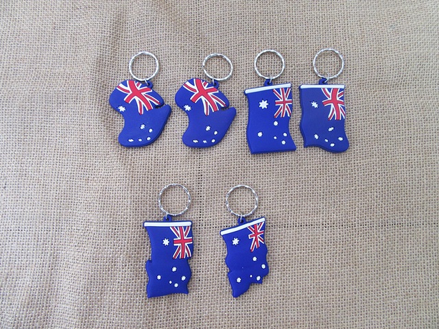 4Set x 6Pcs (24pcs) Collectibles PVC Australia Flag Key Chain - Click Image to Close