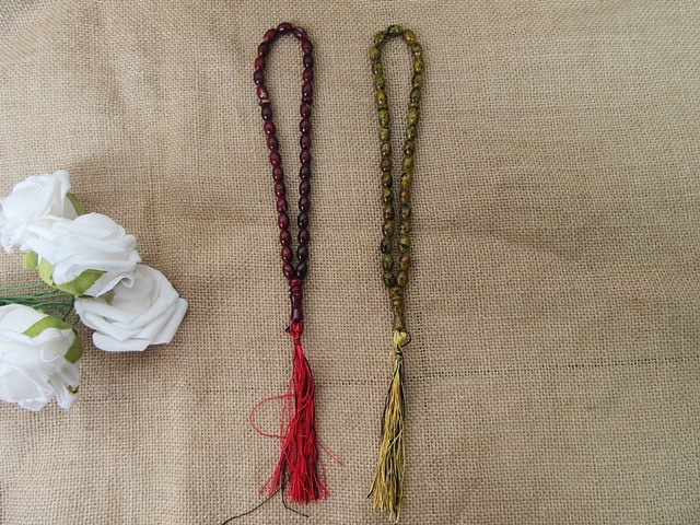 12Pcs Glass Beaded Tassel Single Strand Necklace Mixed Color