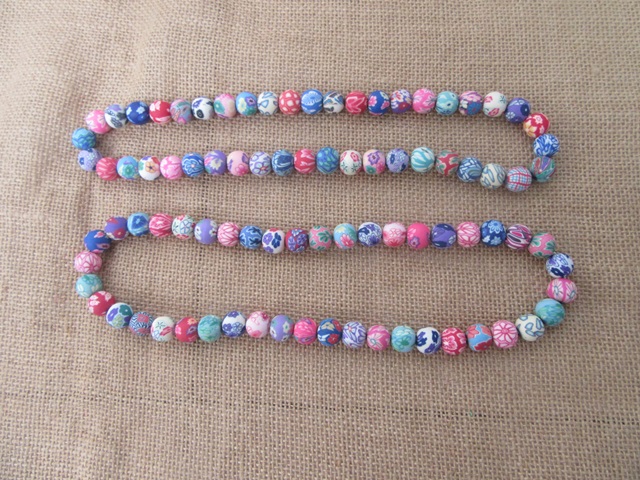 10Pcs Colorful Polymer Round Beads Elastic Necklace Fashion Jewe - Click Image to Close