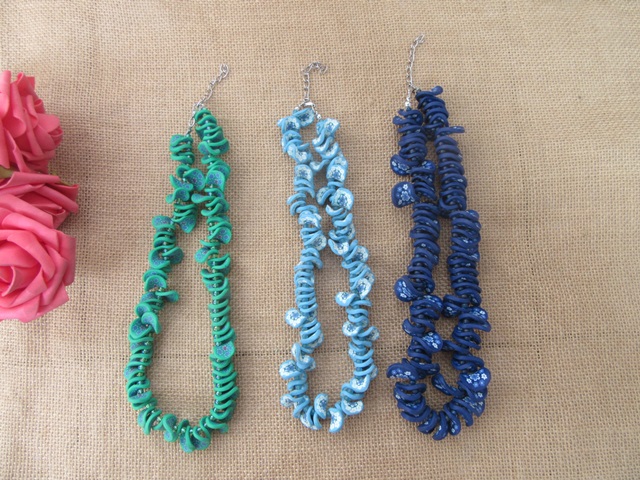 6Pcs Polymer Wavy Flat Beads Clay Necklace Fashion Jewellery Mix - Click Image to Close