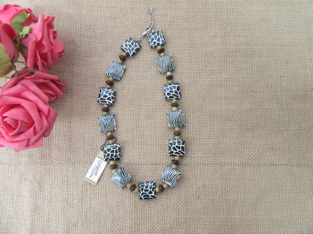 6Pcs Handmade Tribal Design Polymer Beads Necklace Fashion Jewel - Click Image to Close