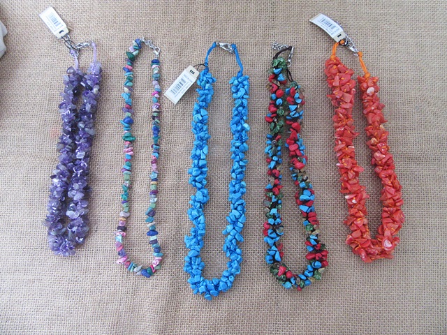 5Pcs Gemstone Crashed Stone Beads Chips Necklaces Fashion Jewell - Click Image to Close
