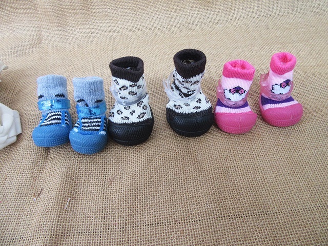 4Pack x 4Pcs Cotton Dog Cat Socks for Small Dogs Anti-Slip Pet P