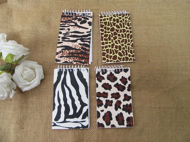 12Pcs Animal Print Spiral Message Note Memo Pad Spring Notebooks - Click Image to Close
