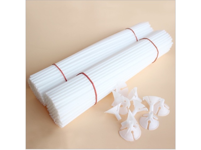 144Sets White Plastic Balloon Sticks Holders with Cups