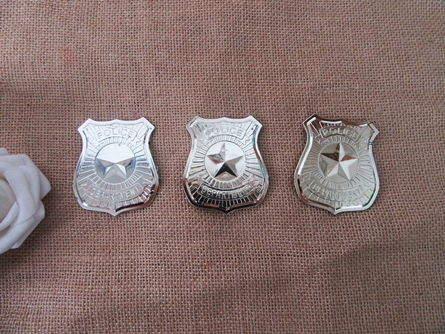 12Pcs Golden Color Toy Badge Police Department Toy Badge Party F - Click Image to Close