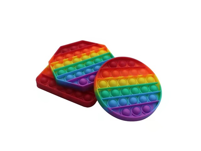 6Pc Funny Rainbow Push Pop Bubble Fidget Toy Pop It Game Assorte