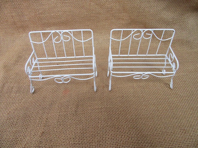 10Pcs White Miniature Bench Table CenterPiece Wedding Supplies - Click Image to Close