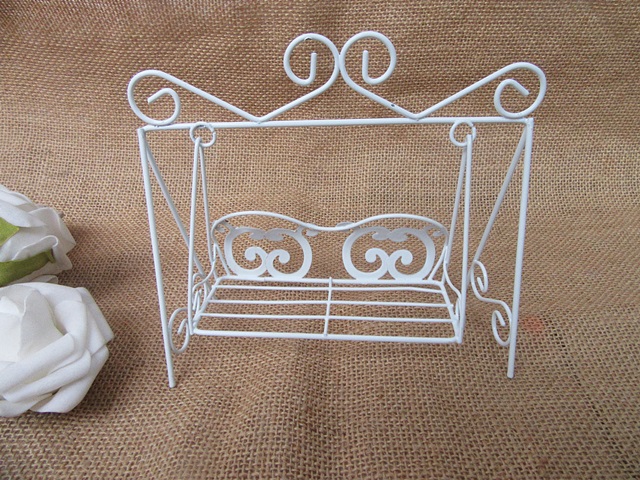 6Pcs White Miniature Swing Bench Table CenterPiece Wedding - Click Image to Close