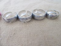 6Pcs Wide Tibetan Silver Bangle Bracelets Flower Design Jeweller