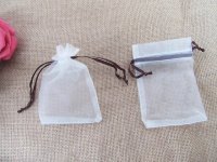 50Pcs White Drawstring Jewelry Gift Pouches 12x8cm