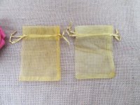 98Pcs Golden Drawstring Jewelry Gift Pouches 12x9cm
