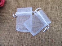 98Pcs White Drawstring Jewelry Gift Pouches 7x5cm jew-b-ch376