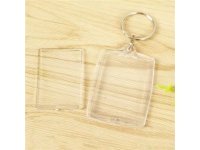 40Pcs Clear Acrylic Blank Insert Photo-Frame Key Rings 6x4cm