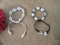 12Pcs Natural Handmade Knitted Drawstring Bracelets w/Shell Bead
