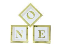 1Setx 3Pcs Golden One Balloon Clear Box Baby Shower Birthday