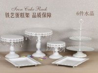 1Set 6Pcs Vintage Crystal White Dessert Cake Stand Display Rack