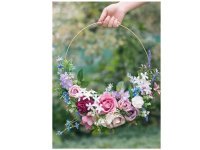 1Pc 50cm Dia Golden Circle Hoop Flower Display Table Stand