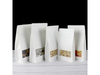 30Pcs Stand Up Resealable White Kraft Ziplock Bag 14x24cm