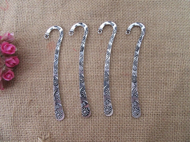 20Pcs Tibetan Silver Color Butterfly Flower Carved Hook Metal