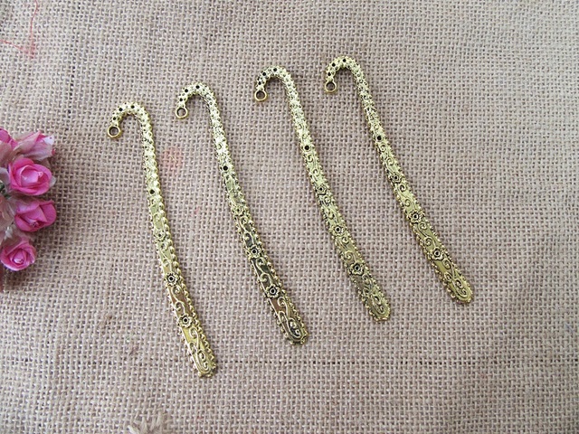 20Pcs Golden Color Flower Carved Hook Metal Bookmarks 20Pcs Golden Color Flower Carved Hook Metal Bookmarks