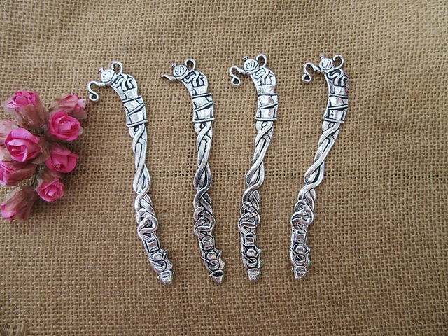 10Pcs Tibetan Silver Kitchen Things Carved Hook Metal Bookmarks