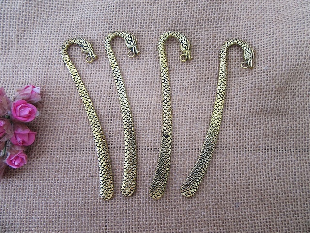 10Pcs Golden Dragon Design Carved Hook Metal Bookmarks 10Pcs Golden Dragon Design Carved Hook Metal Bookmarks