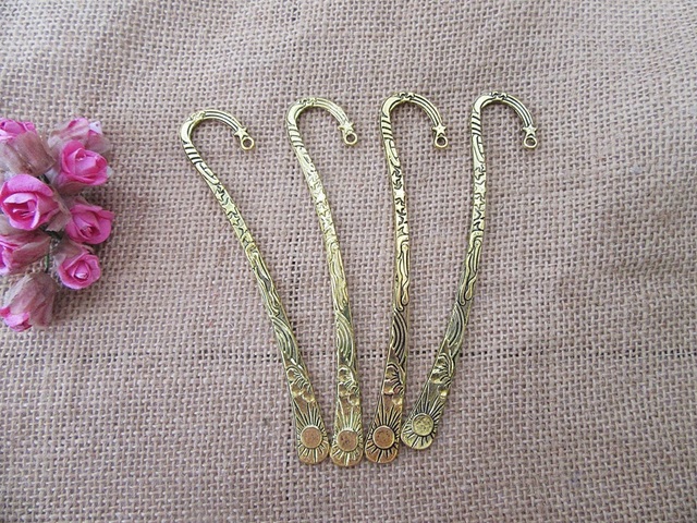 10Pcs Golden Sun Star Nature Design Carved Hook Metal Bookmarks 10Pcs Golden Sun Star Nature Design Carved Hook Metal Bookmarks