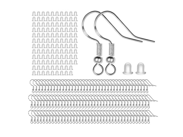 400Pcs 925 Stamped HQ Silver Plated Ear Wire Hooks W/Bead Coil 400Pcs 925 Stamped HQ Silver Plated Ear Wire Hooks W/Bead Coil