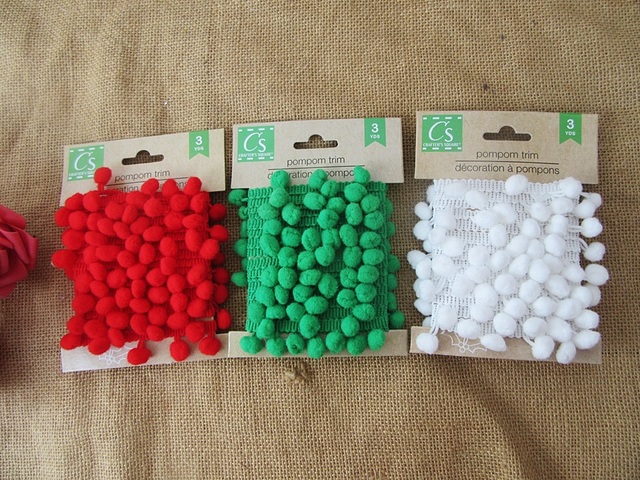 12Sheets x 3Yds Kids Craft Round Pompom Soft Fluffy PomPom Trim 12Sheets x 3Yds Kids Craft Round Pompom Soft Fluffy PomPom Trim