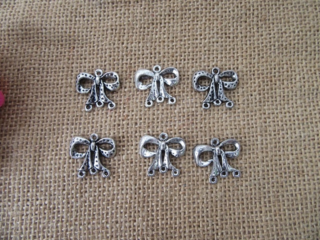 100Pcs New Bow Knot Beads Charms Pendants Jewellery Findings