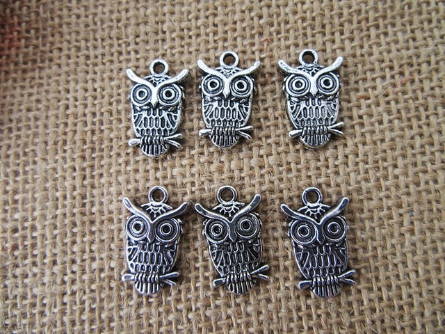 100Pcs New Owl Beads Charms Pendants Jewellery Findings - Click Image to Close