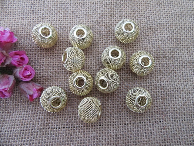 100Pcs Big Hole Net Mesh Charm Bead Fit European Bracelet Golden 100Pcs Big Hole Net Mesh Charm Bead Fit European Bracelet Golden