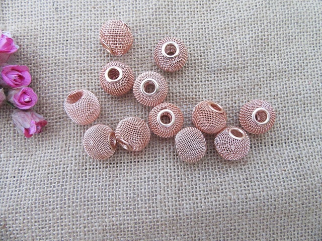 100Pcs Big Hole Net Mesh Charm Bead Fit European Bracelet Rose 100Pcs Big Hole Net Mesh Charm Bead Fit European Bracelet Rose