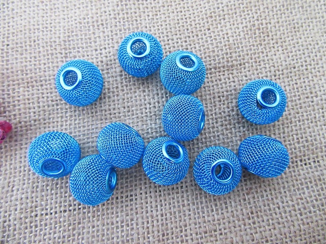 100Pcs Big Hole Net Mesh Charm Bead Fit European Bracelet Blue 100Pcs Big Hole Net Mesh Charm Bead Fit European Bracelet Blue