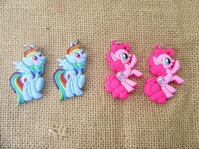 50Pcs Unicorn Little Pony Pendant Keychain Charms Kids DIY