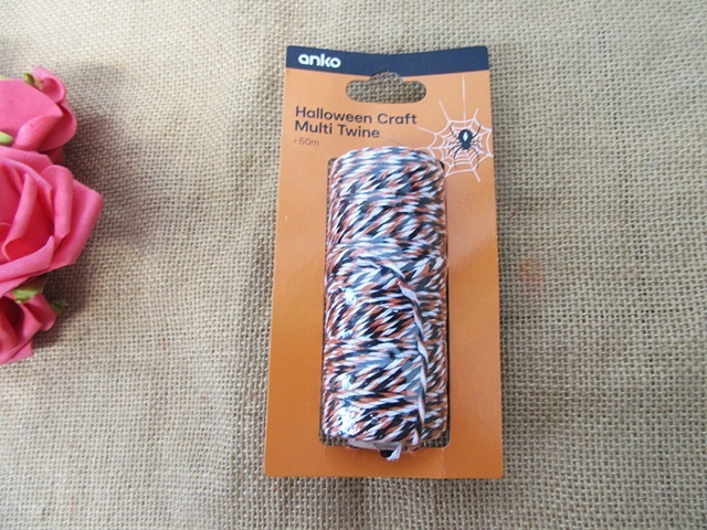 2Pcs x 50M Orange White Black Cotton Bakers Twine String Cord - Click Image to Close