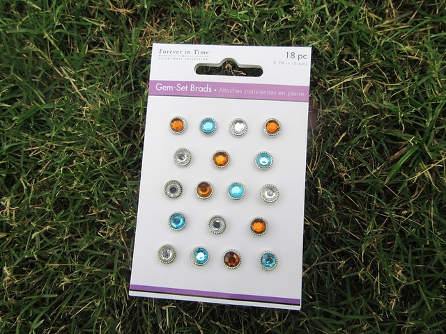 12Sheets x 18Pcs Gem Set Brads Head Split Pins Paper Fastener