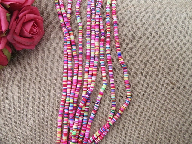 (image for) 10String x 330Pc Fancy Polymer Clay Flat Round Beads Jewelry