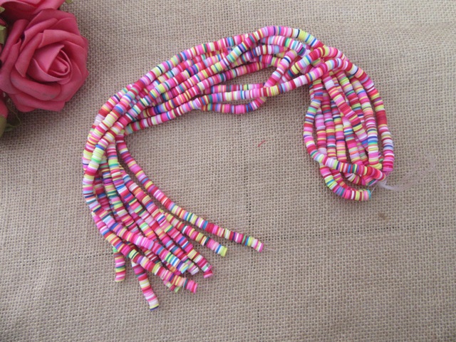 (image for) 10String x 330Pc Fancy Polymer Clay Flat Round Beads Jewelry