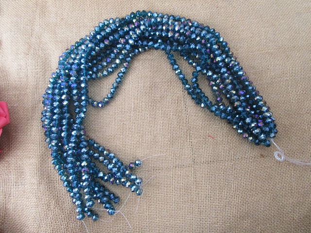 10Strand x 72Pcs AB Metalic Blue Rondelle Faceted Crystal Beads 10Strand x 72Pcs AB Metalic Blue Rondelle Faceted Crystal Beads