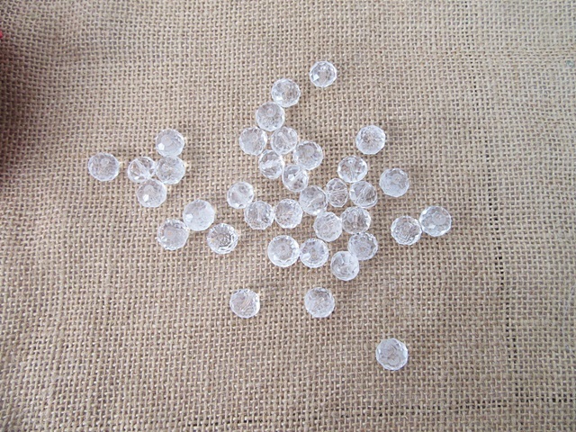 300Pcs Clear Rondelle Faceted Crystal Beads 12mm - Click Image to Close