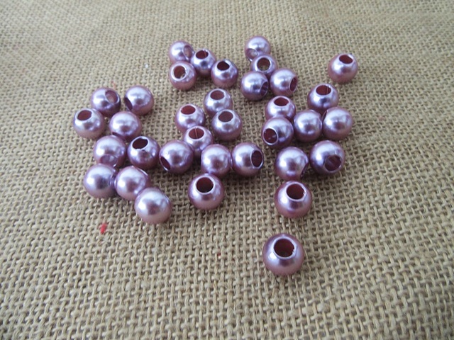 250g (400Pcs) Lavender Simulate Pearl Beads Barrel Pony Beads
