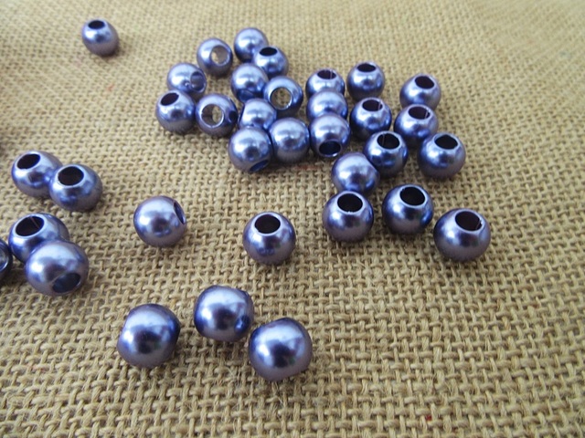 250g (400Pcs) Metalic Purple Simulate Pearl Beads Barrel Pony