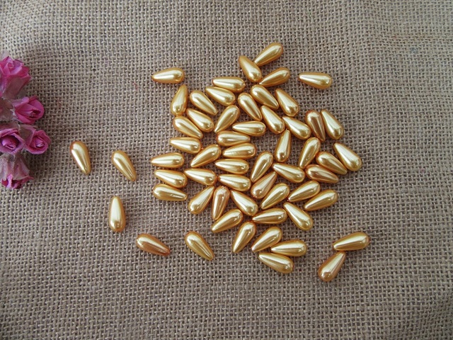 250g (430Pcs) Golden Yellow Teardrop Simulate Pearl Beads Loose 250g (430Pcs) Golden Yellow Teardrop Simulate Pearl Beads Loose